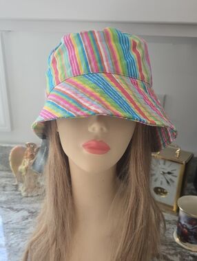 Vintage NWT Lane Bryant Pink Multicolor Striped Hat